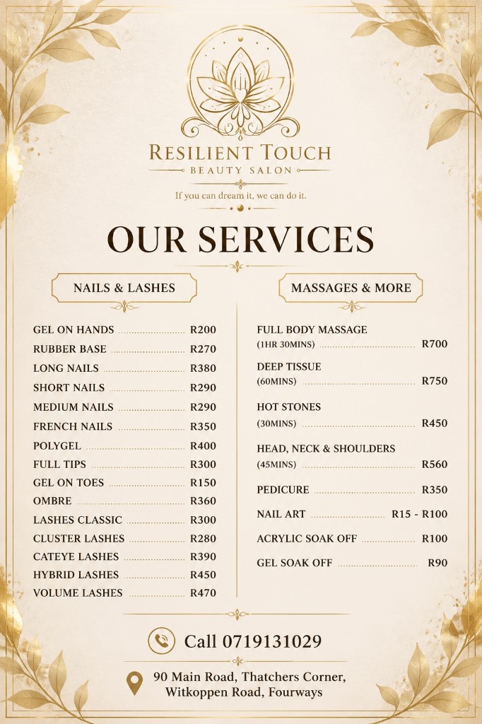 This Week's Special — Our Services menu